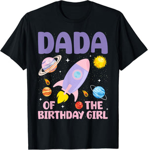 Two The Moon Dada Of the Birthday Girl Astronaut Family T-Shirt - T-Shirt | Black