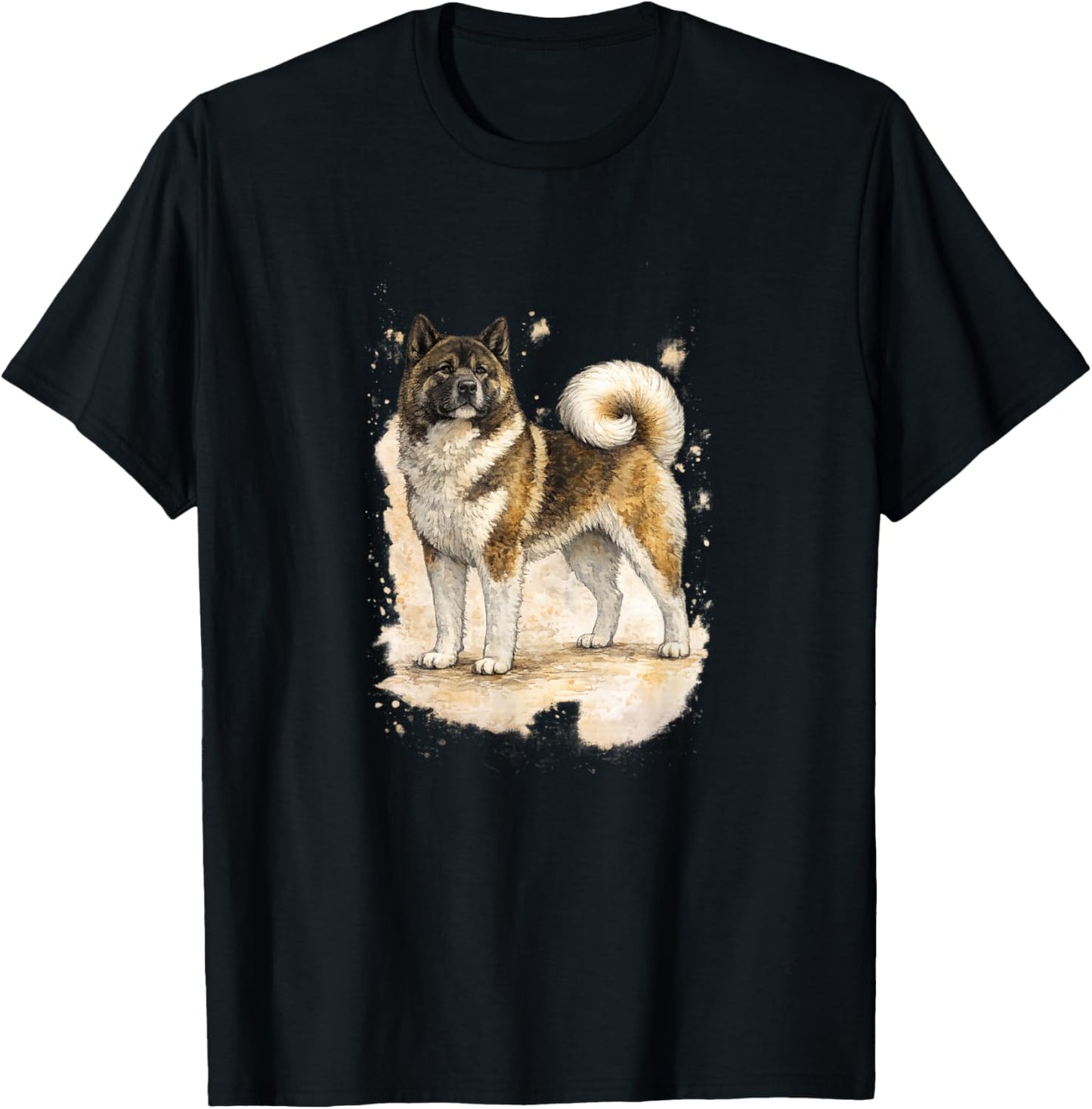 American Akita Watercolor Art – Majestic Akita T-Shirt - T-Shirt | Black
