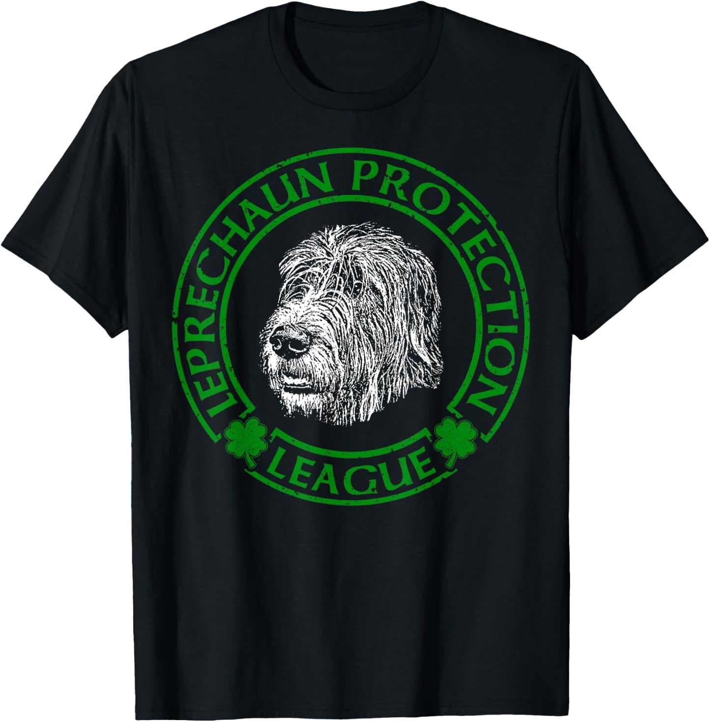 Leprechaun Protection League Irish Wolfhound T-Shirt - T-Shirt | Black