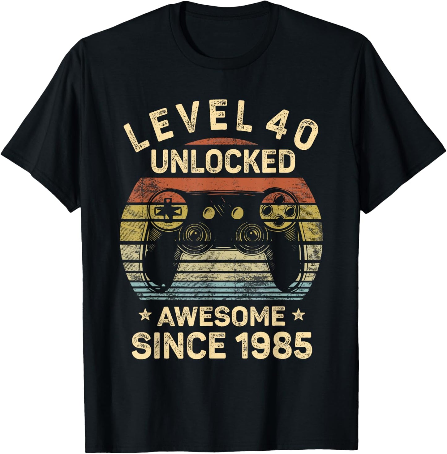 Level 40 Unlocked 40th Birthday 40 Year Old Gifts Gamer Bday T-Shirt - T-Shirt | Black