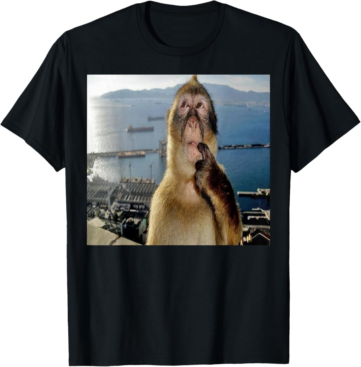 Thinking Monkey Meme T-Shirt - T-Shirt | Black