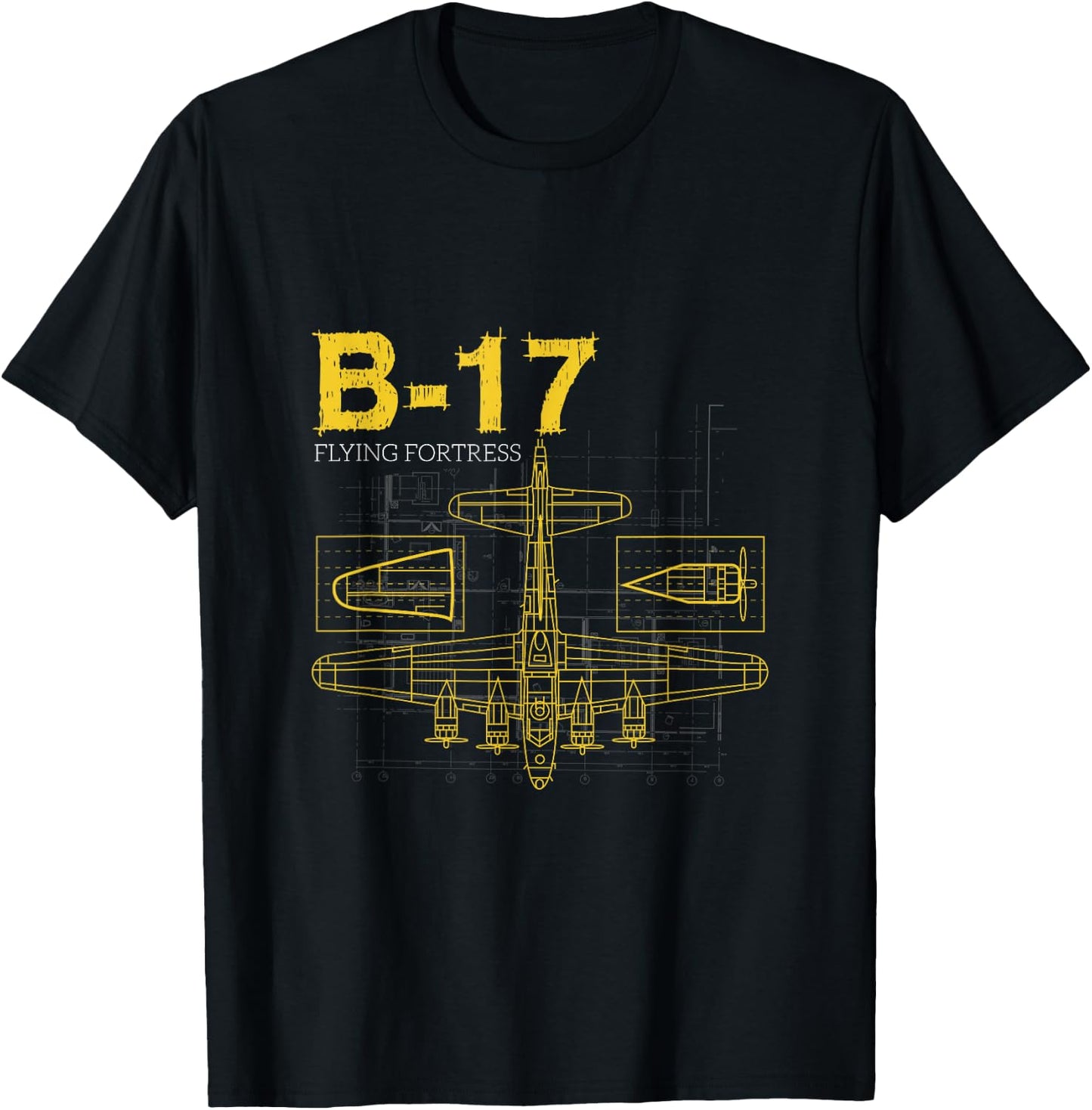 B-17 Flying Fortress Bomber , Air Force, Aviation Shirt T-Shirt - T-Shirt | Black