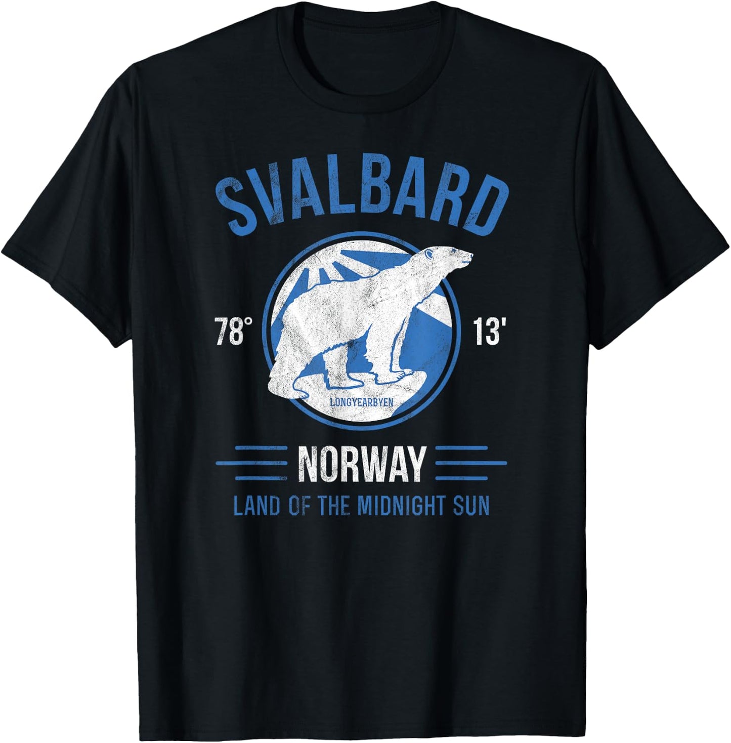 Svalbard Polar Bear T Shirt | Norway Northern Lights T-Shirt - T-Shirt | Black