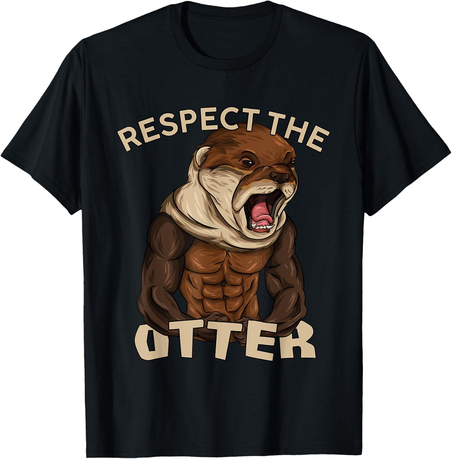 Respect The Otter - Muscular Fitness Bodybuilder Animal T-Shirt - T-Shirt | Black