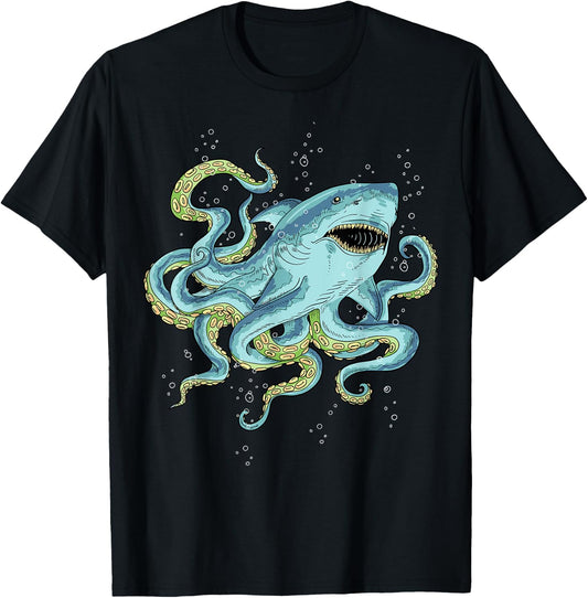 Half Shark Half Octopus Sharktopus T-Shirt - T-Shirt | Black