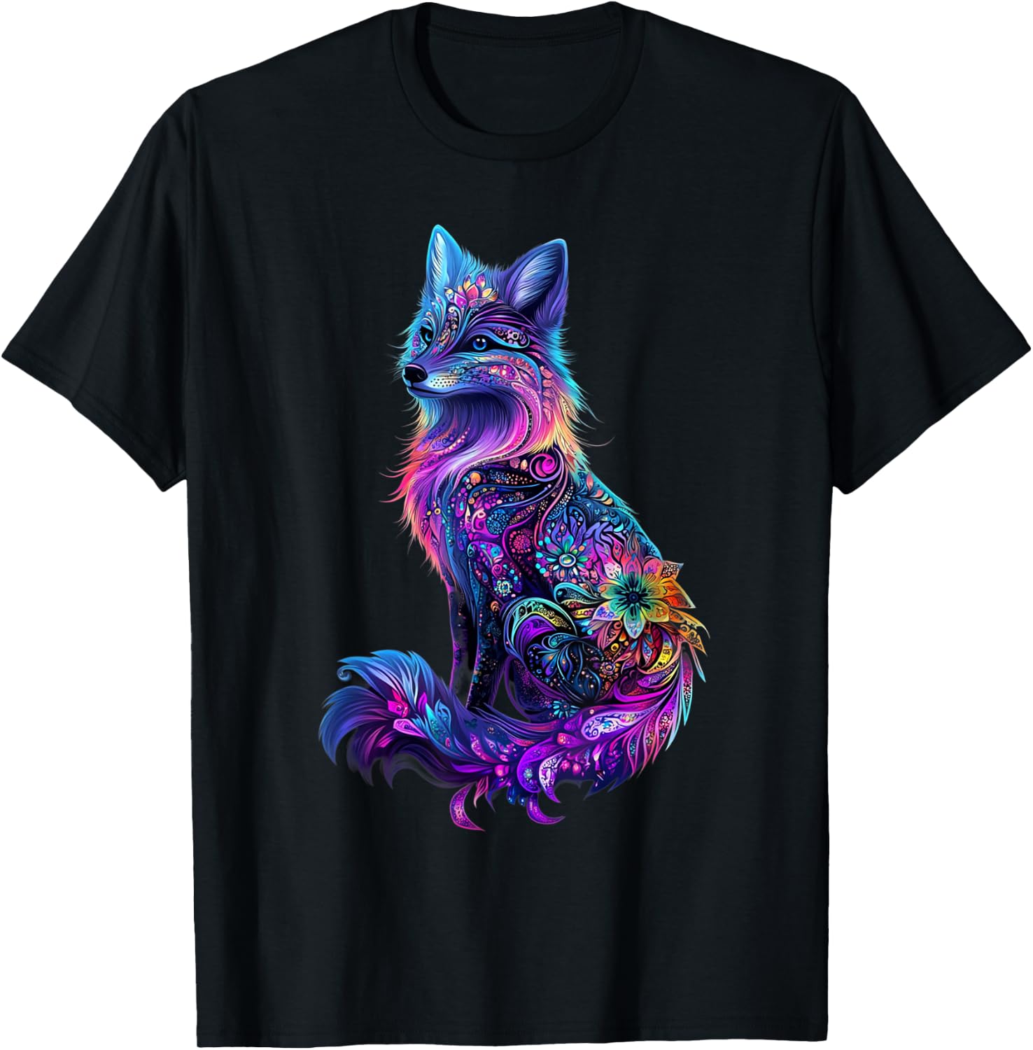 Aesthetic Arctic Fox Graphic Cute Fox Women Girls T-Shirt - T-Shirt | Black