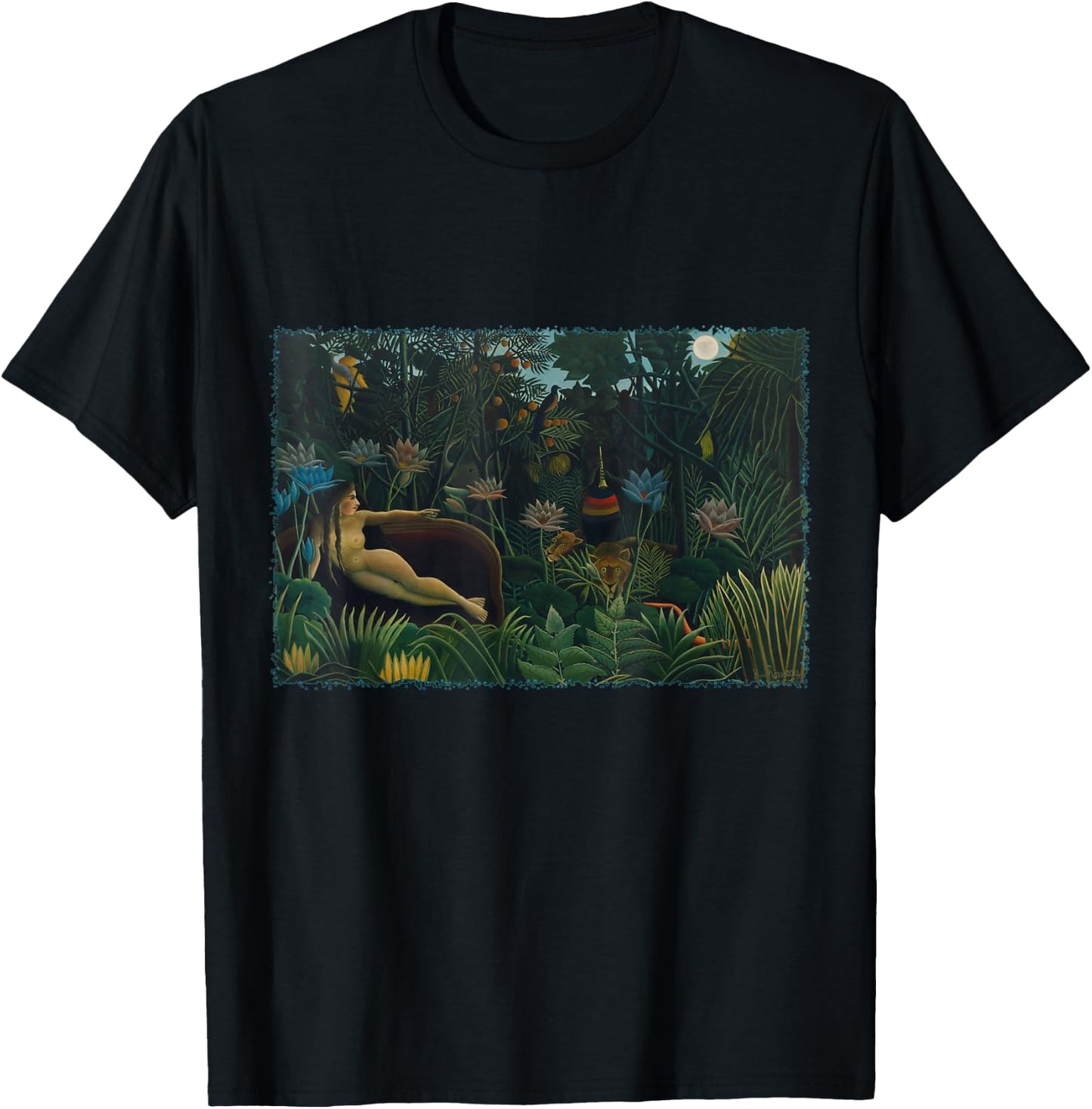 The Dream by Henri Rousseau, Vintage Jungle Art T-Shirt - T-Shirt | Black