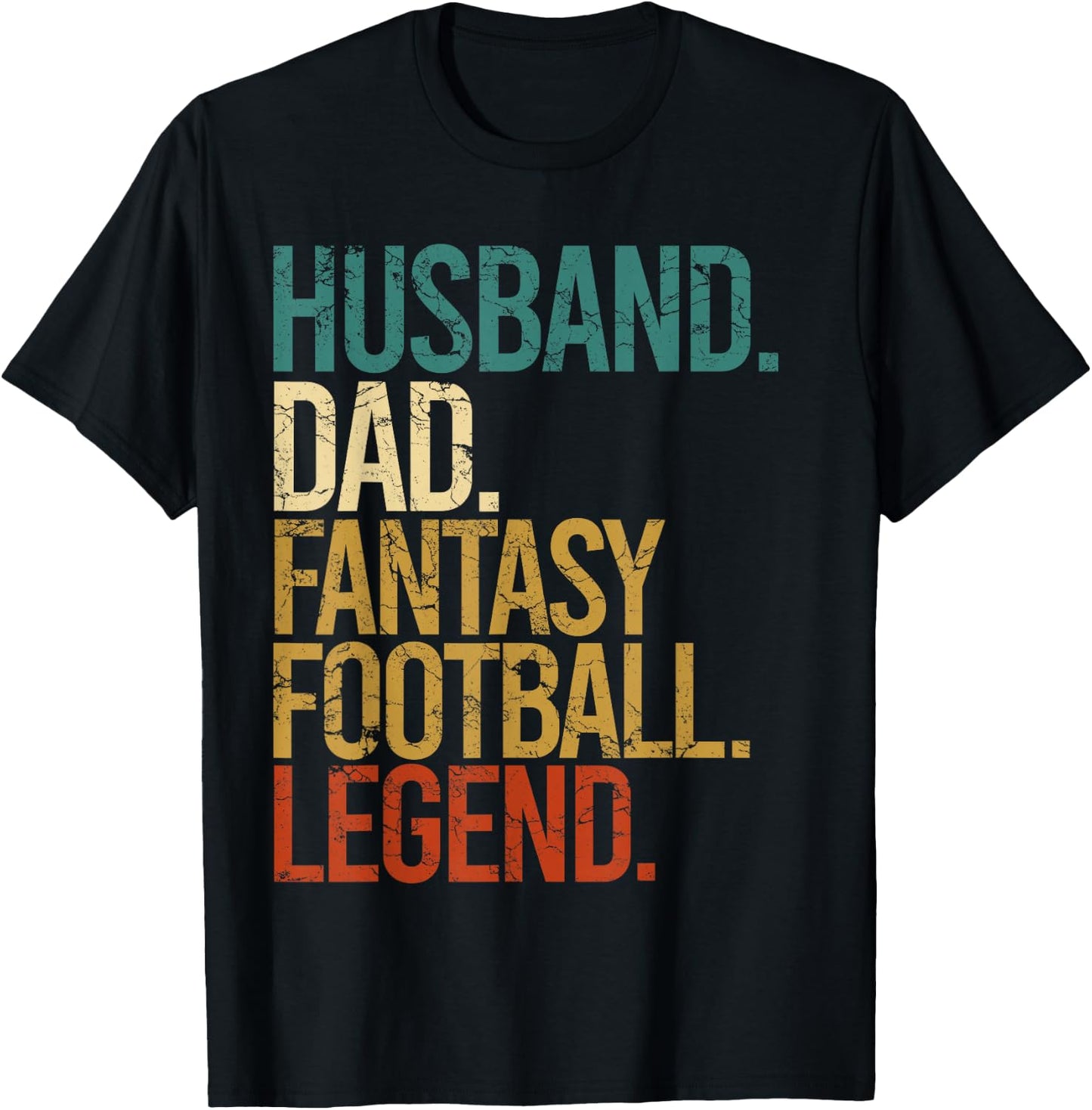 Husband Dad Fantasy Football Legend Funny Men Retro DIY Gift T-Shirt - T-Shirt | Black