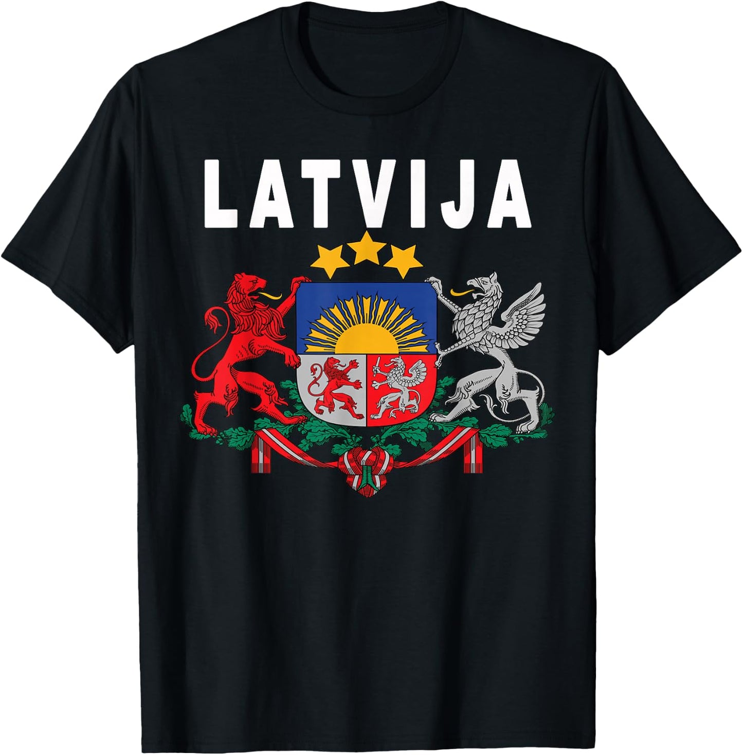 Latvian Language Letvija Emblem T-Shirt - T-Shirt | Black