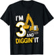 I'm 3 and Diggin' It - 3rd Birthday Excavator Construction T-Shirt - T-Shirt | Black