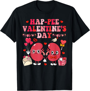 Groovy Happy Valentine's Day Kidney Urology Black Retro Valentine's Day -Adults Nurse T-Shirt - T-Shirt | Black
