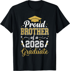Proud Brother of a 2026 Graduate Family Graduation Senior T-Shirt - T-Shirt | Black