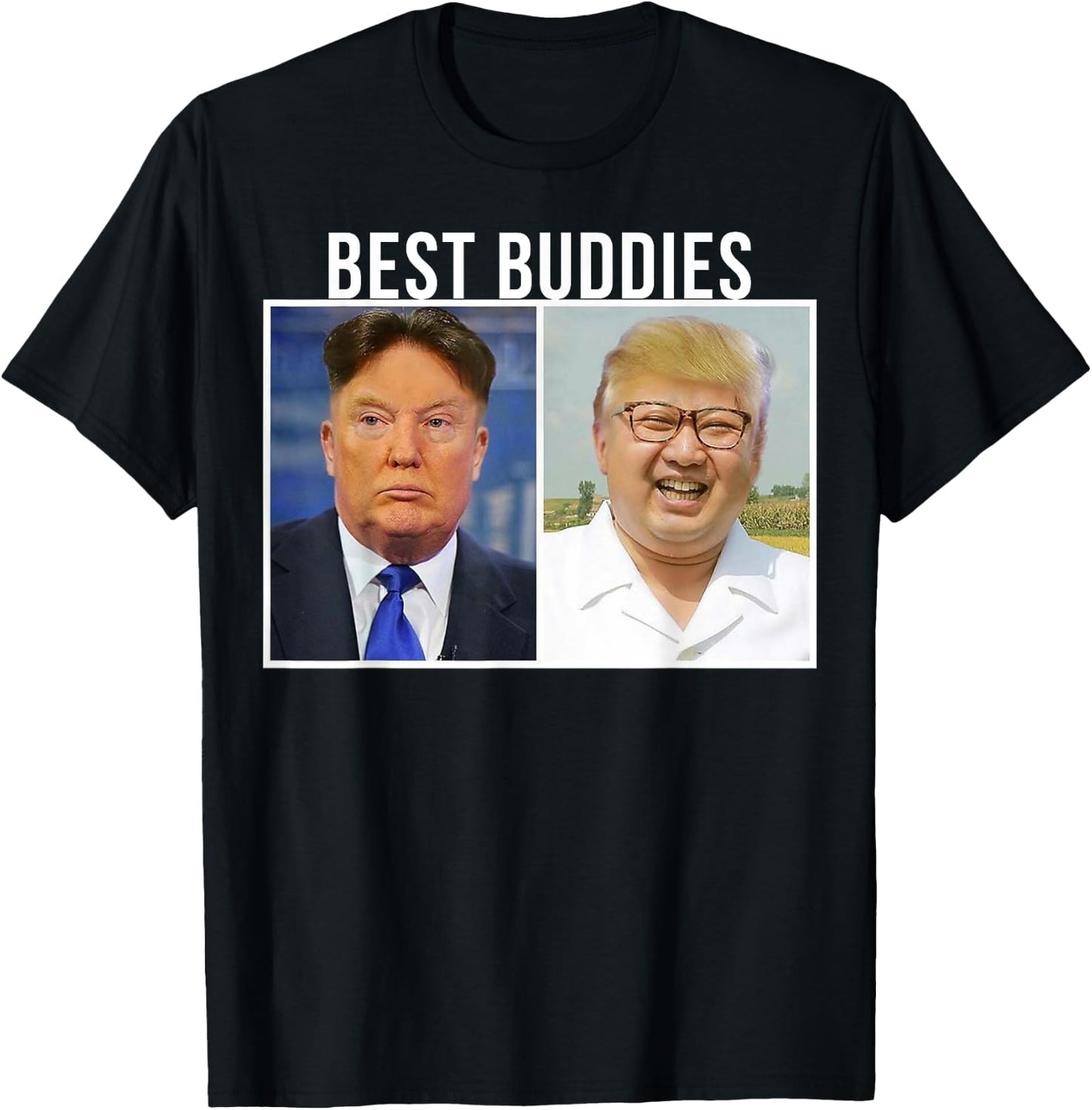 Best Buddies Face Swap Funny Donald Trump and Kim Jung Un T-Shirt - T-Shirt | Black