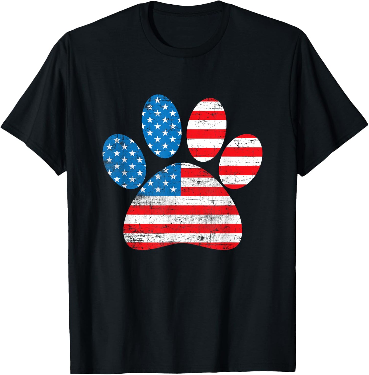 Dog America Flag Patriot day Paw Print Flag 4th of July Women Kids Men T-Shirt - T-Shirt | Black