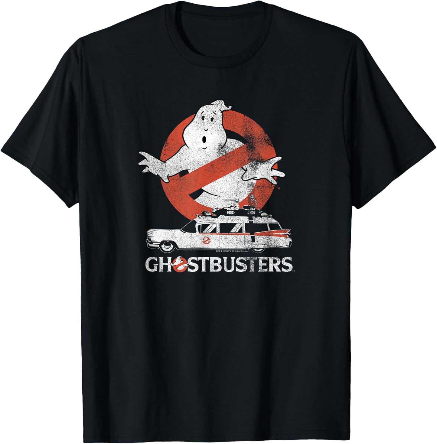 Ghostbusters No Ghost with Ectomobile Retro Movie T-Shirt - T-Shirt | Black