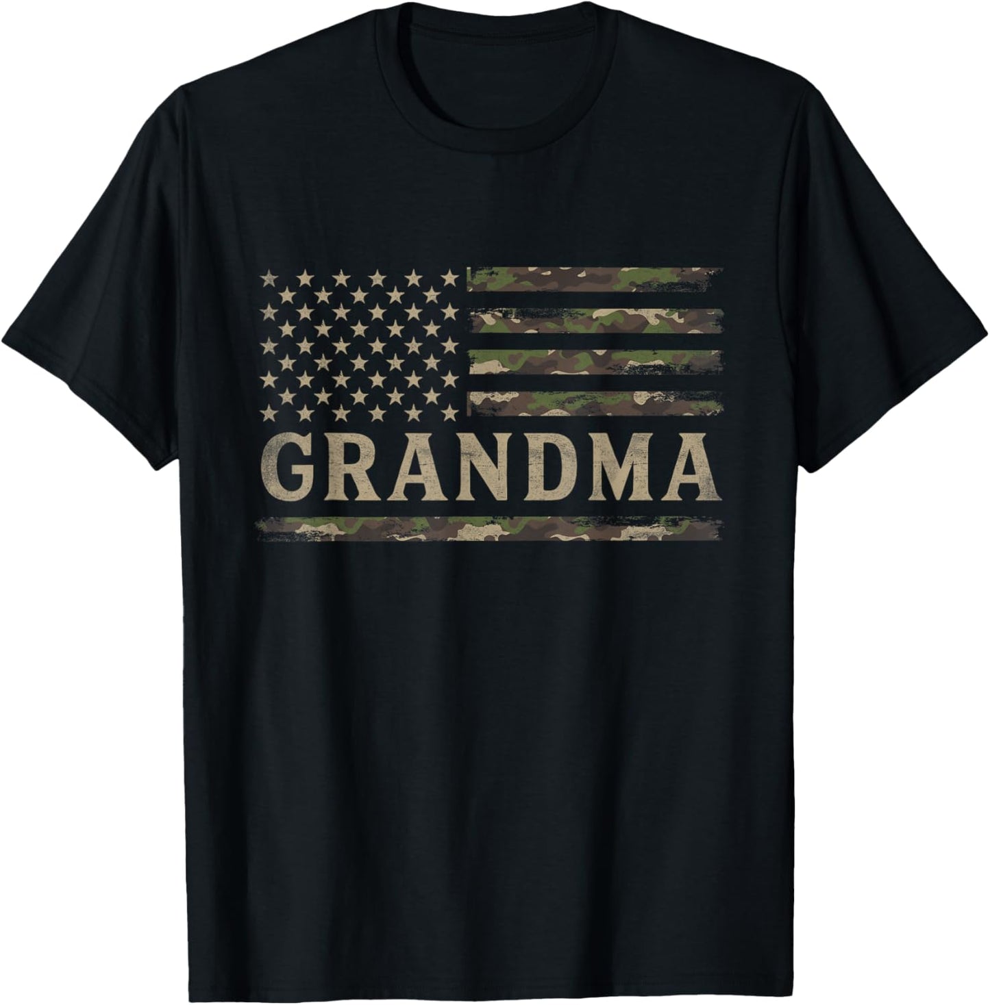 Camo Grandma Camourflage USA Flag Mothers Day T-Shirt - T-Shirt | Black