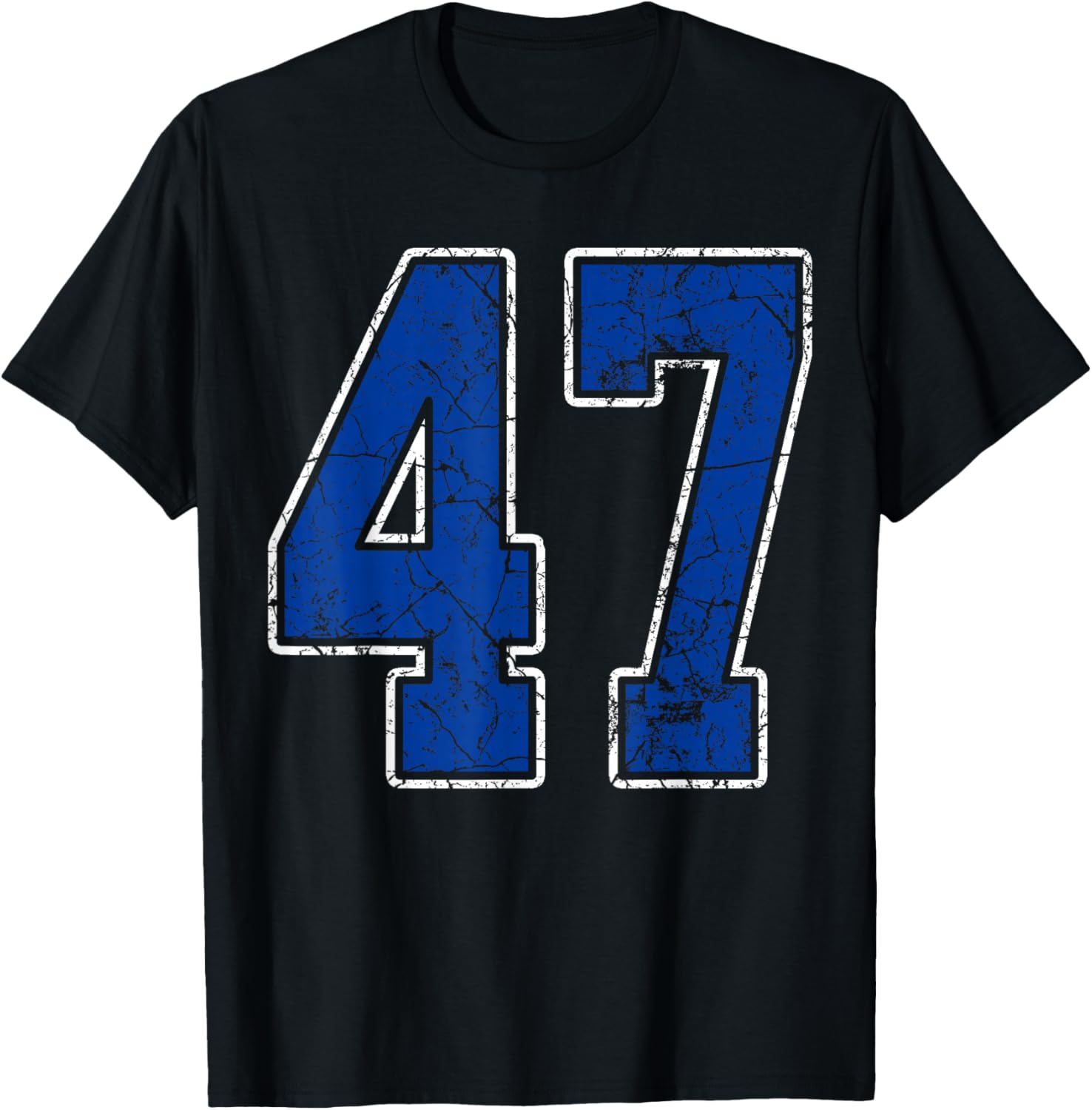 Royal Blue and White Number 47 Jersey Player Uniform #47 Fan T-Shirt - T-Shirt | Black