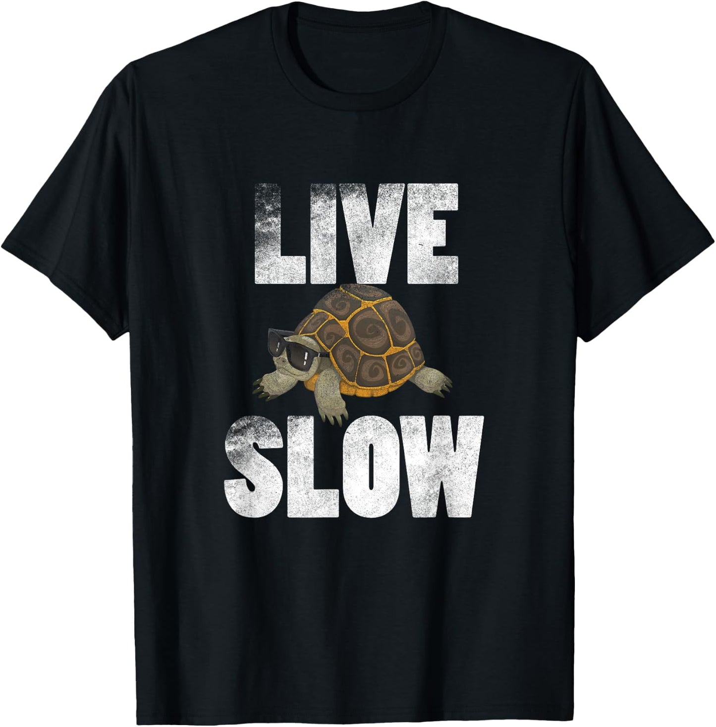 Live Slow Turtle T Shirt Gift Funny Animal Love Spirit T-Shirt - T-Shirt | Black