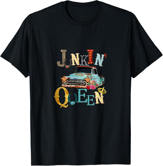 Junking Queen Thrift Queen Americana Truck Funky Junk T-Shirt - T-Shirt | Black
