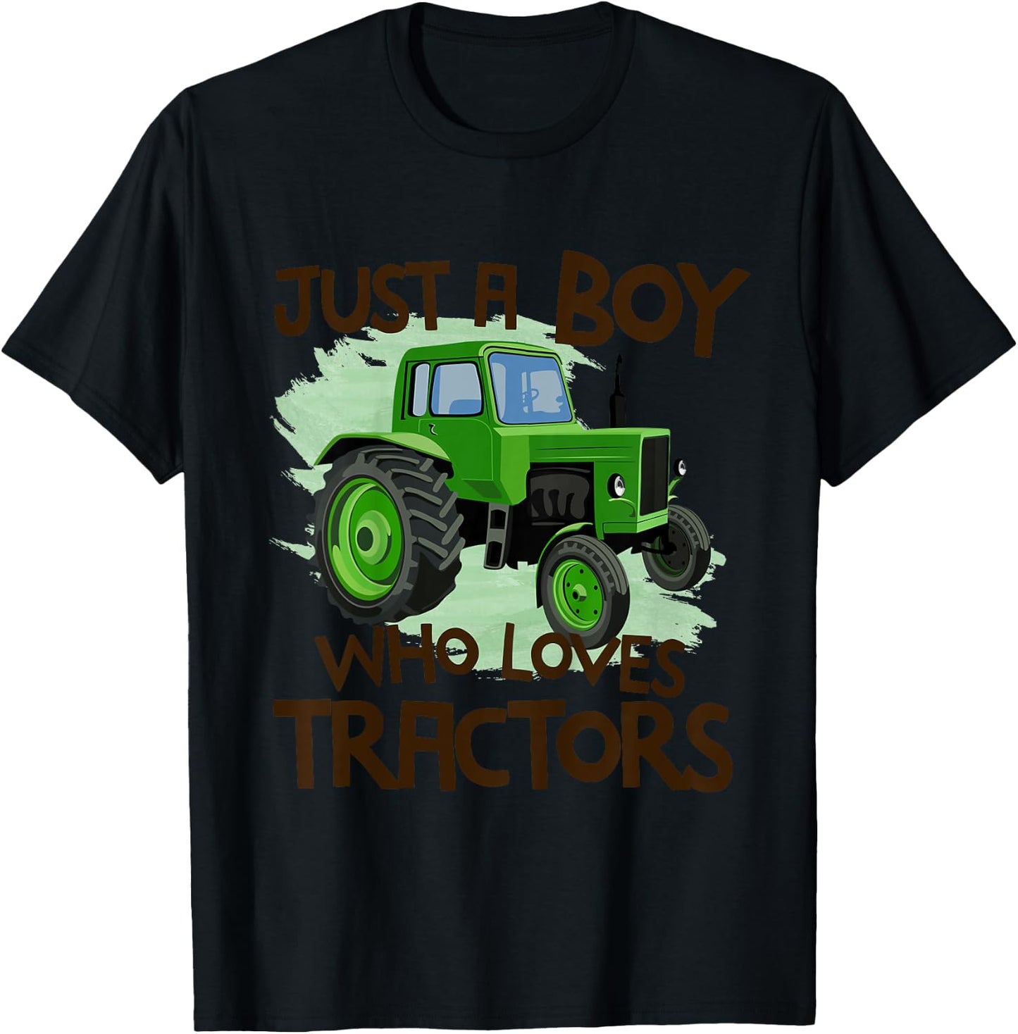 Kids Just A Boy Who Loves Tractors T Shirt Farm Kid Birthday Gift T-Shirt - T-Shirt | Black