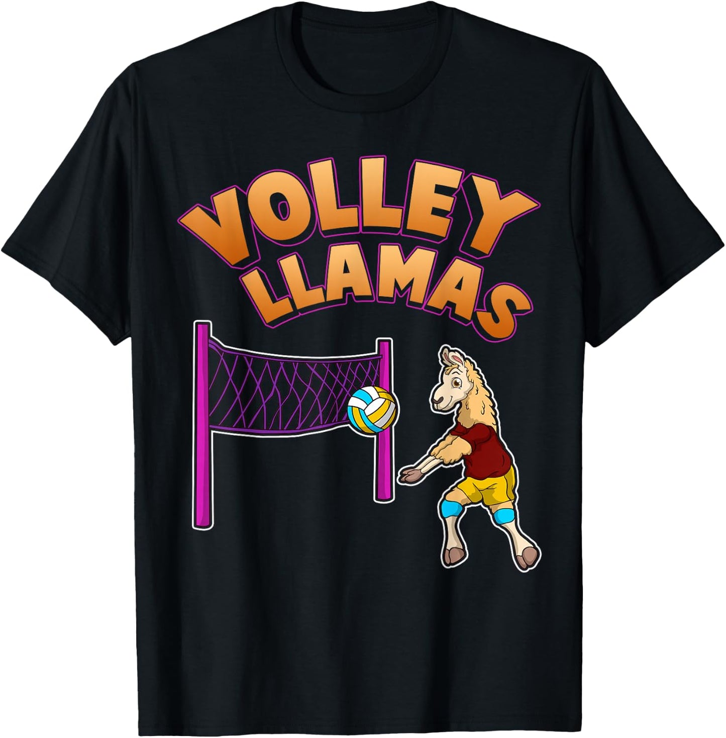 Volley Llama T Shirt Volleyball Sport Team Women Gift T-Shirt - T-Shirt | Black