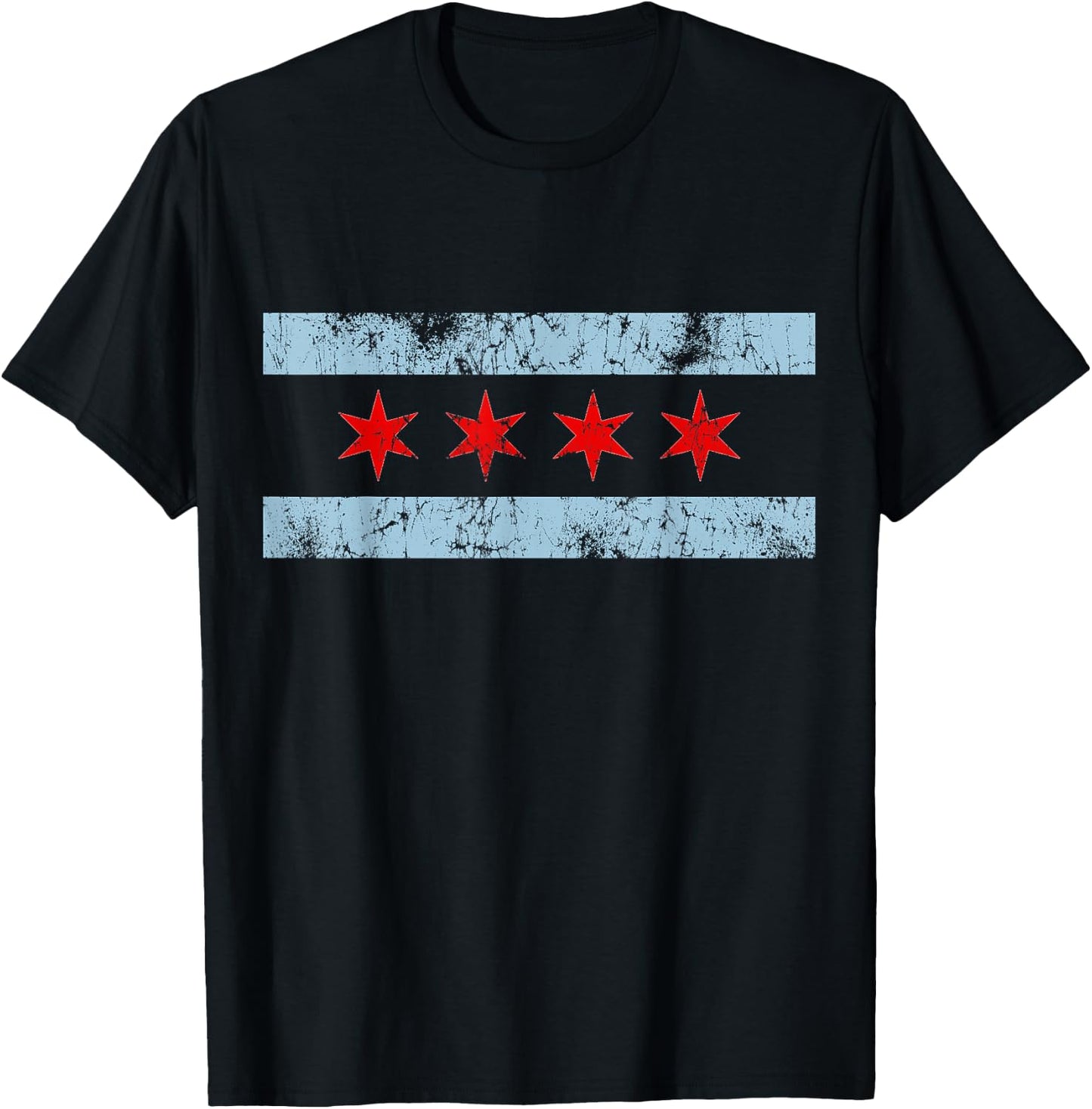 Vintage Flag of Chicago T-Shirt - T-Shirt | Black
