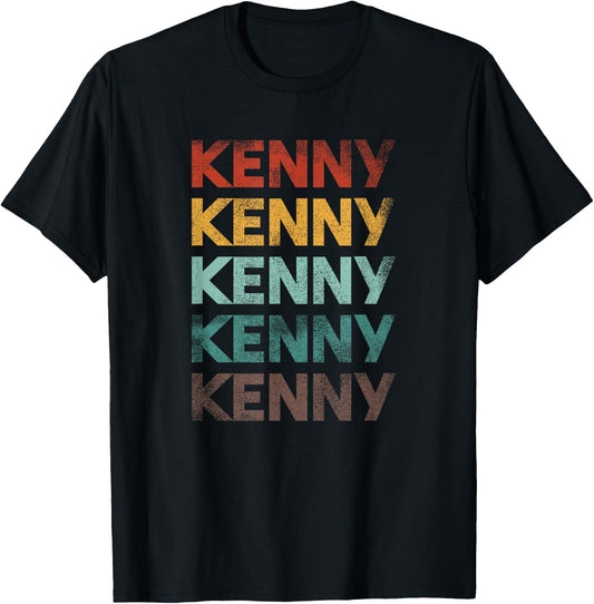 First Name Kenny Vintage 80s Style T-Shirt - T-Shirt | Black
