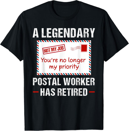 Postal Worker Retired 2023 Postman Retirement Mail Carrier T-Shirt - T-Shirt | Black