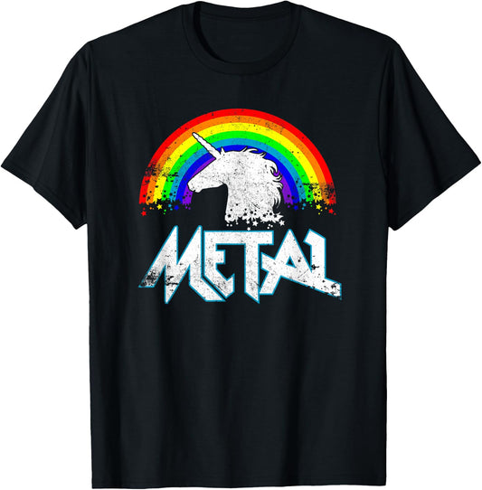 Metal Unicorn Funny Rocker Music Band Festival T Shirt Gift T-Shirt - T-Shirt | Black