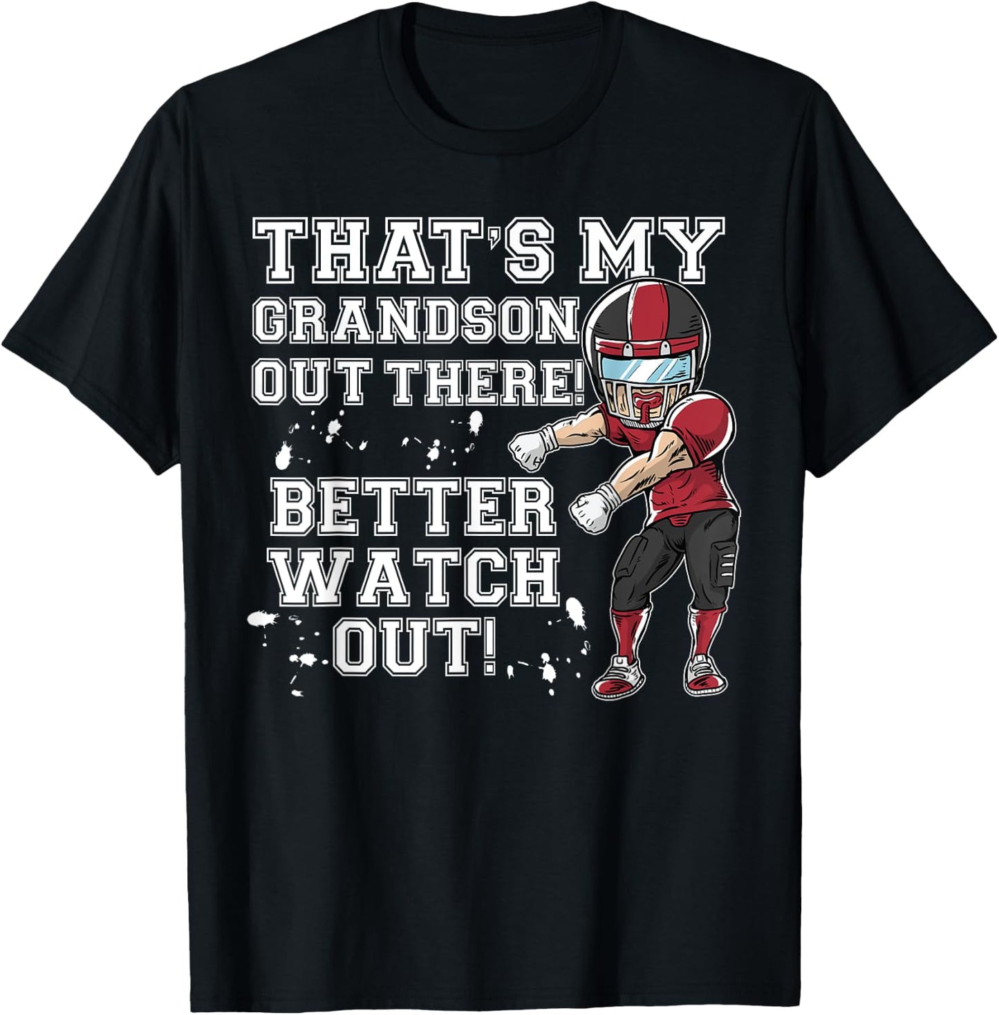 That's My Grandson Out There Red Football Grandma T-Shirt - T-Shirt | Black