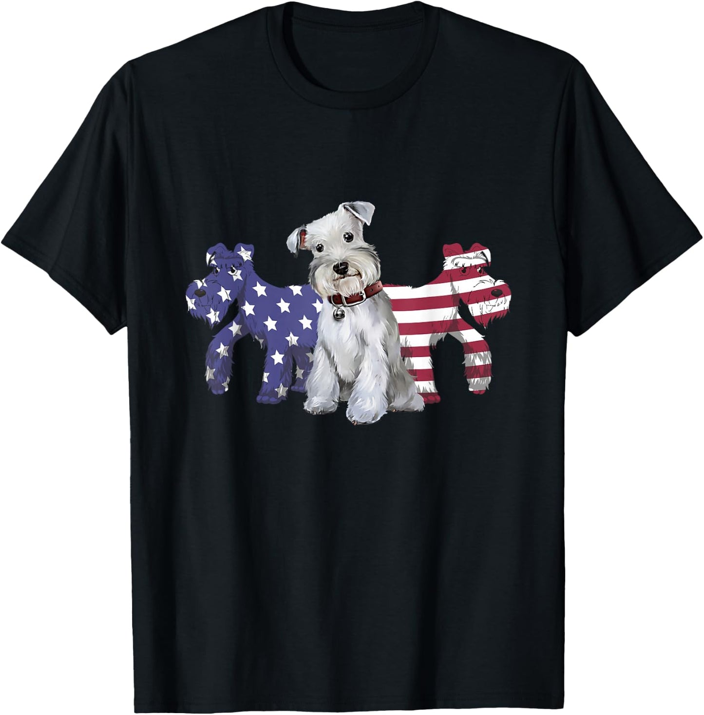 Unique Schnauzer Dog American Flag Puppy Lover T-Shirt - T-Shirt | Black