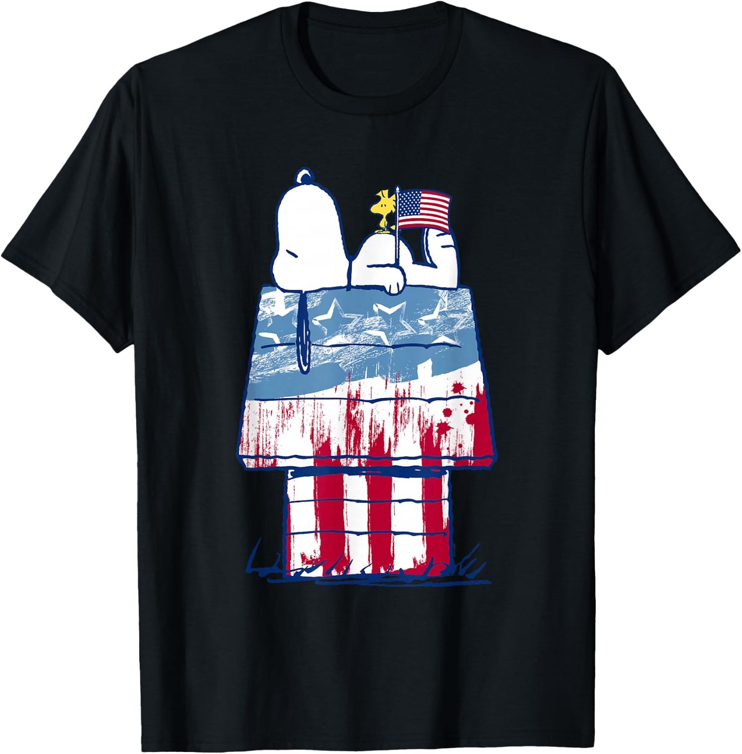 Peanuts USA Wood House Snoopy T-Shirt - T-Shirt | Black