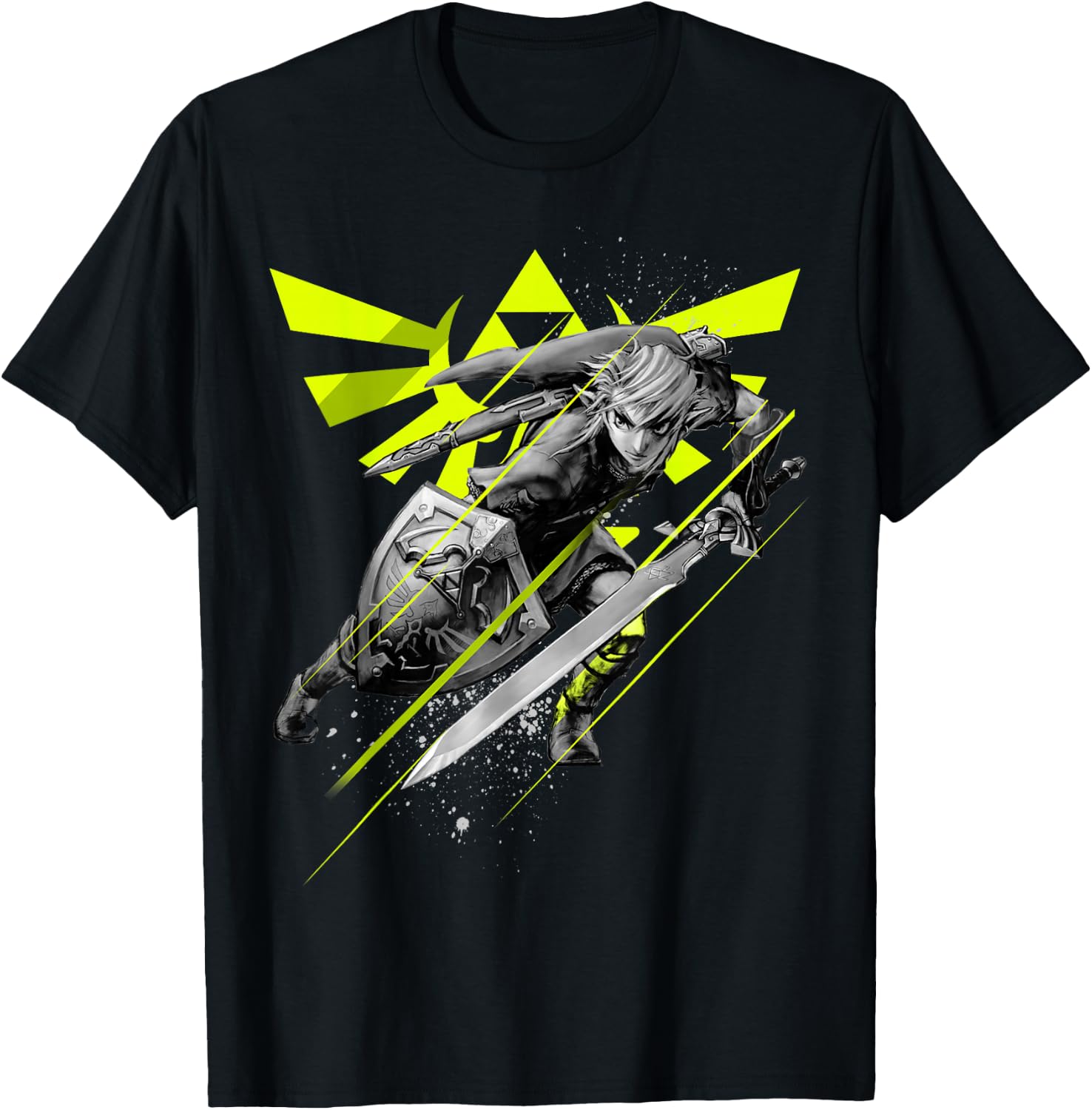 Legend of Zelda Link Neon Green Crest Small T-Shirt - T-Shirt | Black