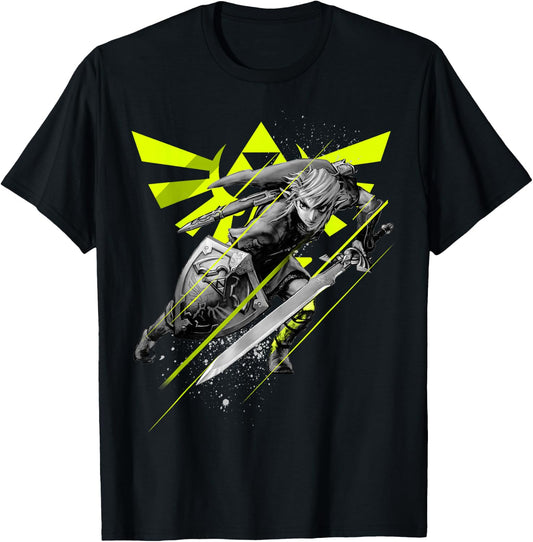 Legend of Zelda Link Neon Green Crest Small T-Shirt - T-Shirt | Black