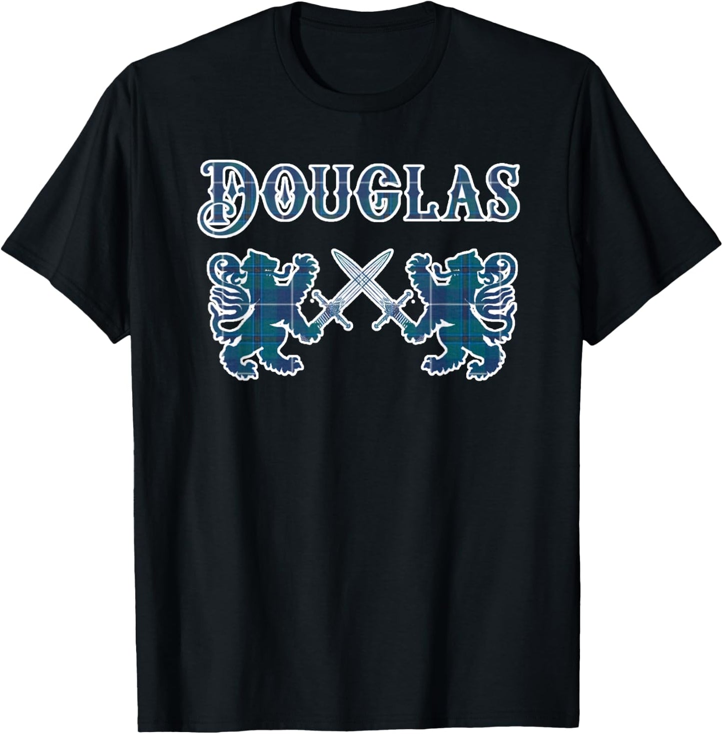 Clan Douglas Scottish Family Kilt Tartan Lion T-Shirt - T-Shirt | Black