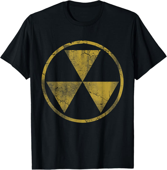 Fallout Nuclear Symbol Retro Fade Distressed T-Shirt - T-Shirt | Black