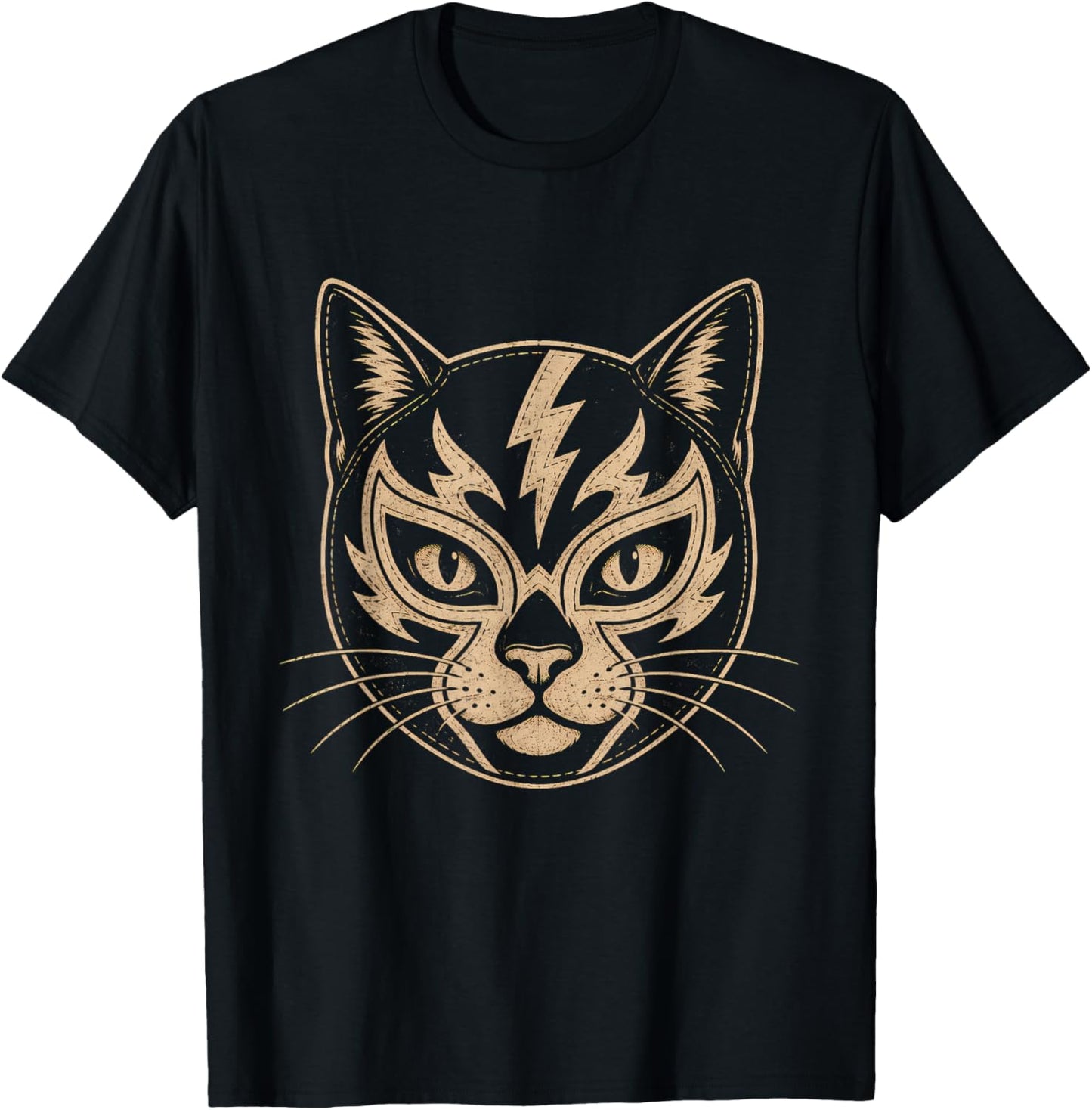 Lucha Libre Cat Mexican Wrestling Mask El Gato Luchador T-Shirt - T-Shirt | Black