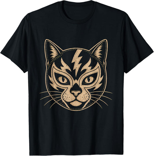 Lucha Libre Cat Mexican Wrestling Mask El Gato Luchador T-Shirt - T-Shirt | Black