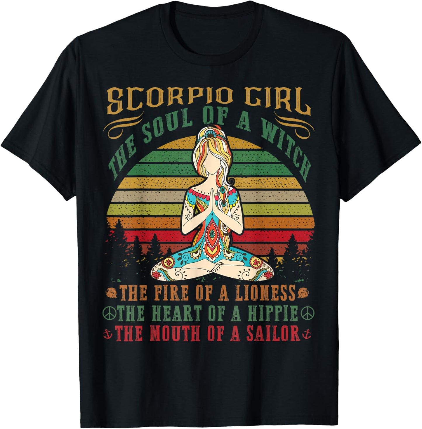 Scorpio Girl for Yoga Black Women Birthday Gifts T-Shirt - T-Shirt | Black
