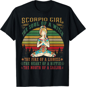 Scorpio Girl for Yoga Black Women Birthday Gifts T-Shirt - T-Shirt | Black