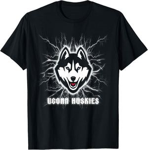 Elite Authentics Connecticut Huskies 90's Lightning -Adults Blue Small Short Sleeve T-Shirt - T-Shirt | Black