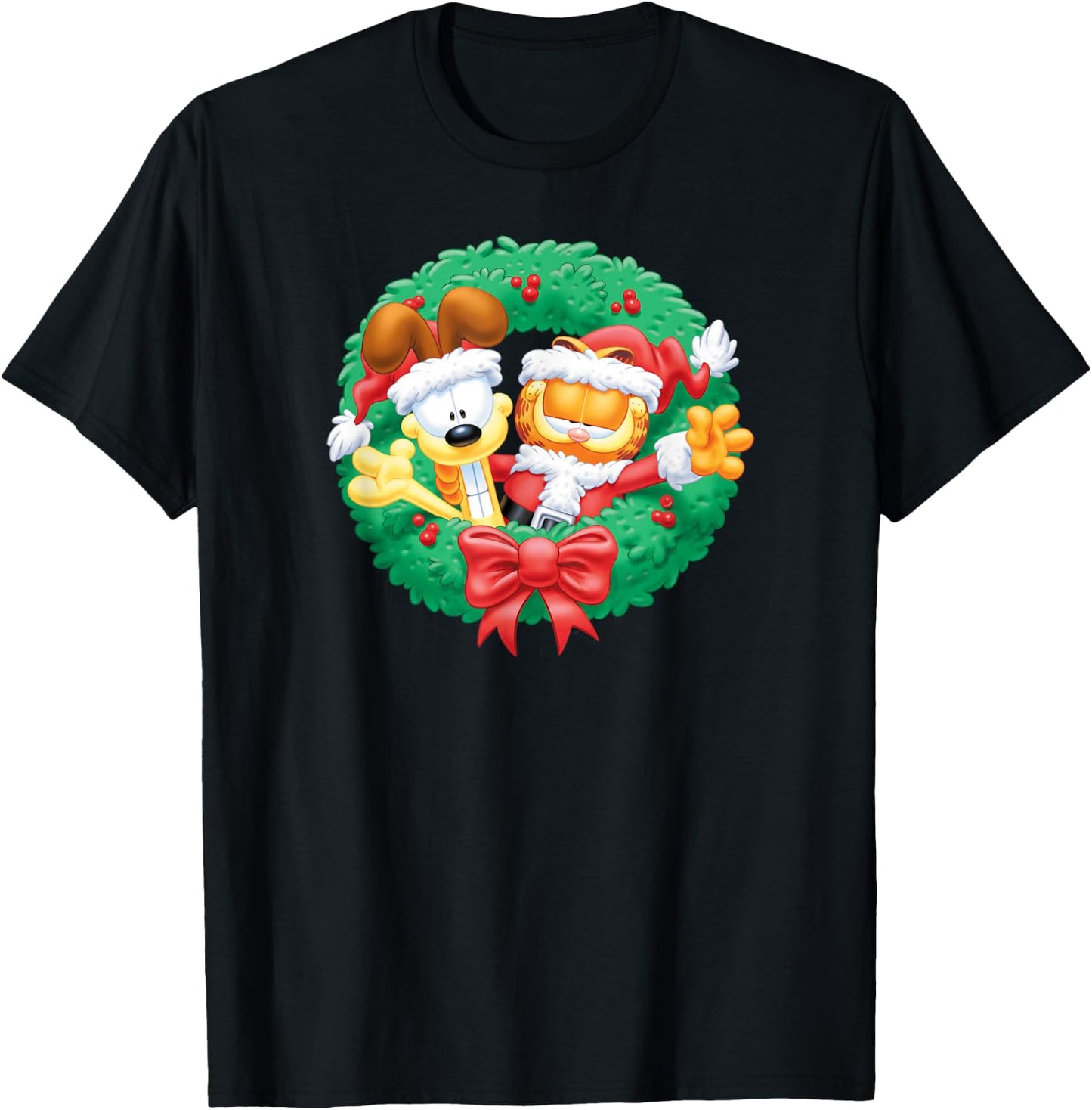 Garfield Christmas Wreath T-Shirt - T-Shirt | Black