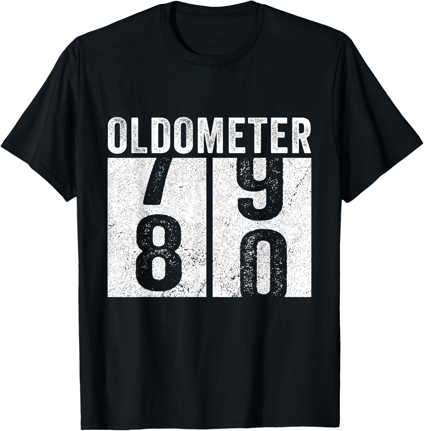 Retro 80th Birthday Oldometer 79-80 Vintage 80 Years Old T-Shirt - T-Shirt | Black