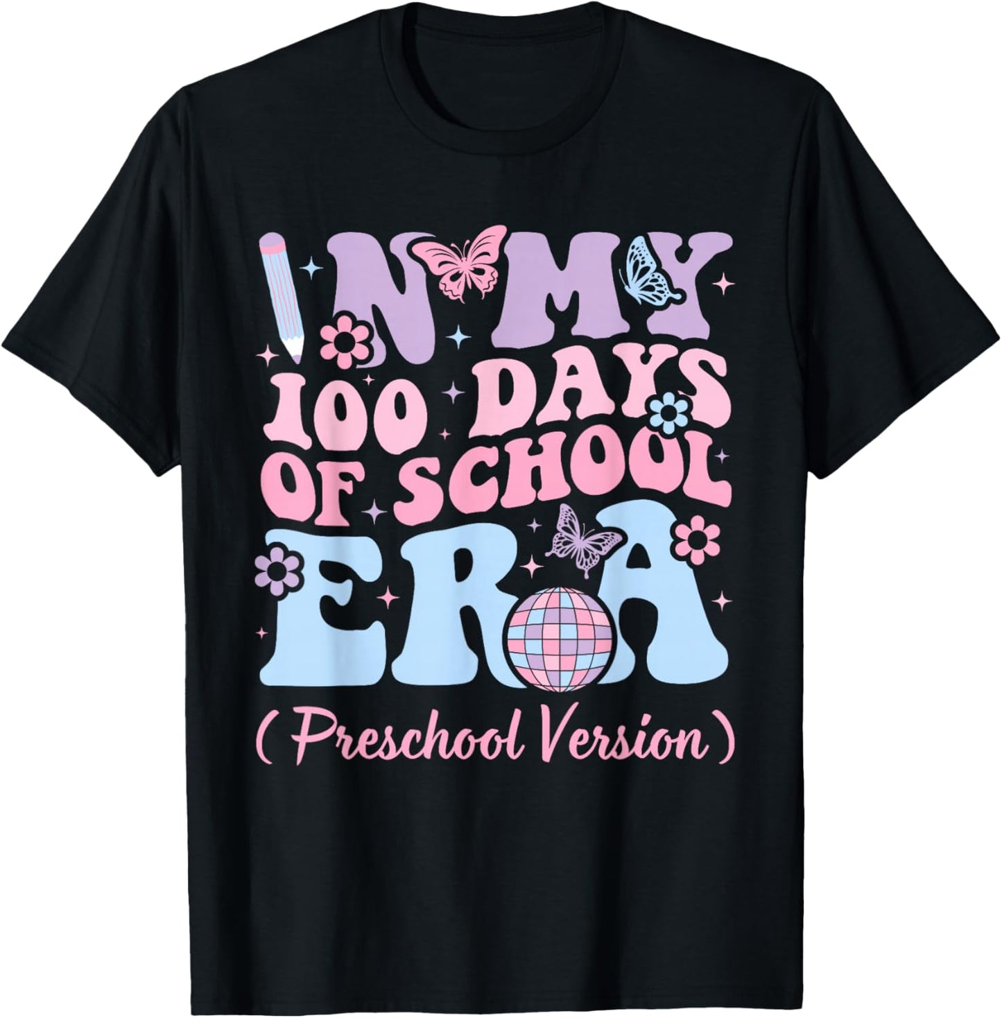 In My 100 Days Of School Era Kids Retro Preschool Version T-Shirt - T-Shirt | Black