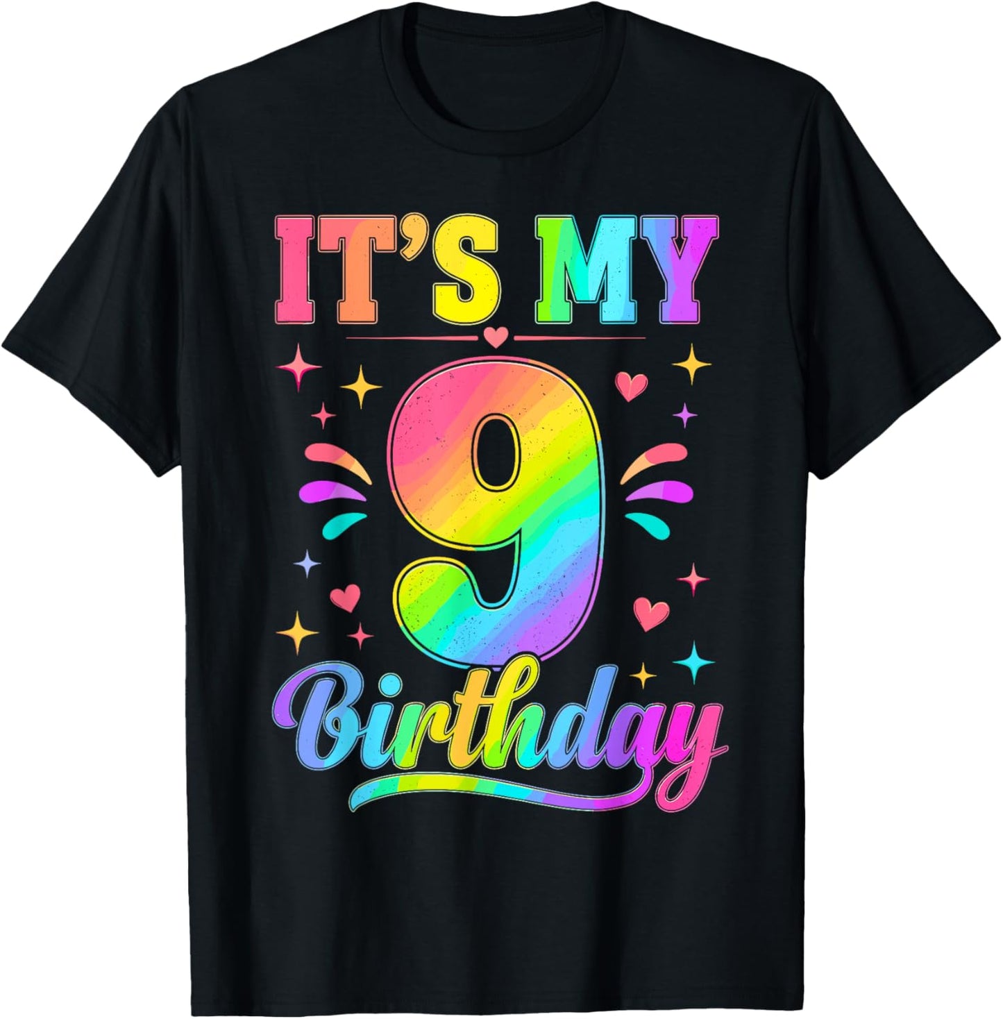 9th Birthday It's My 9 Bday Girls Boys Turning Nine Birthday T-Shirt - T-Shirt | Black
