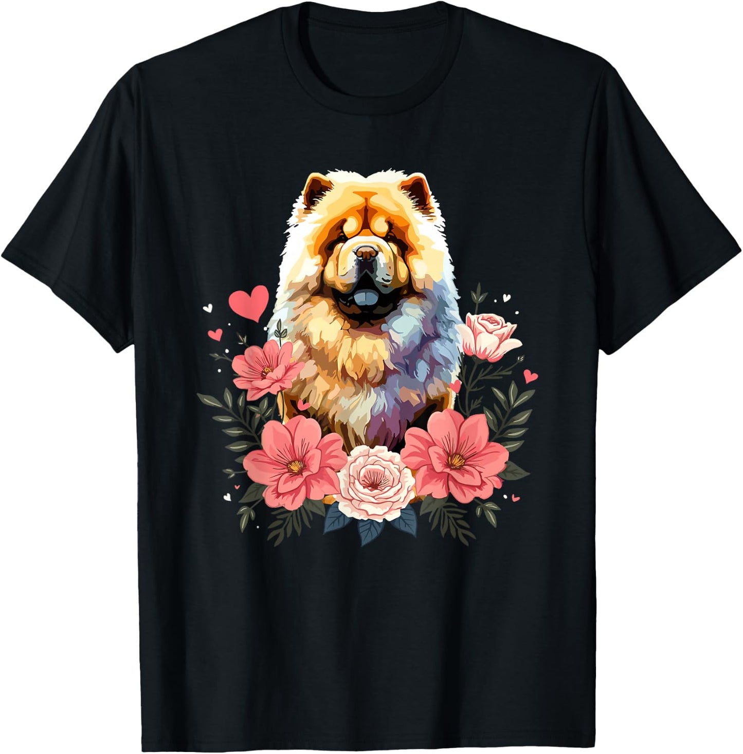 Roses Flowers Chow Chow T-Shirt - T-Shirt | Black