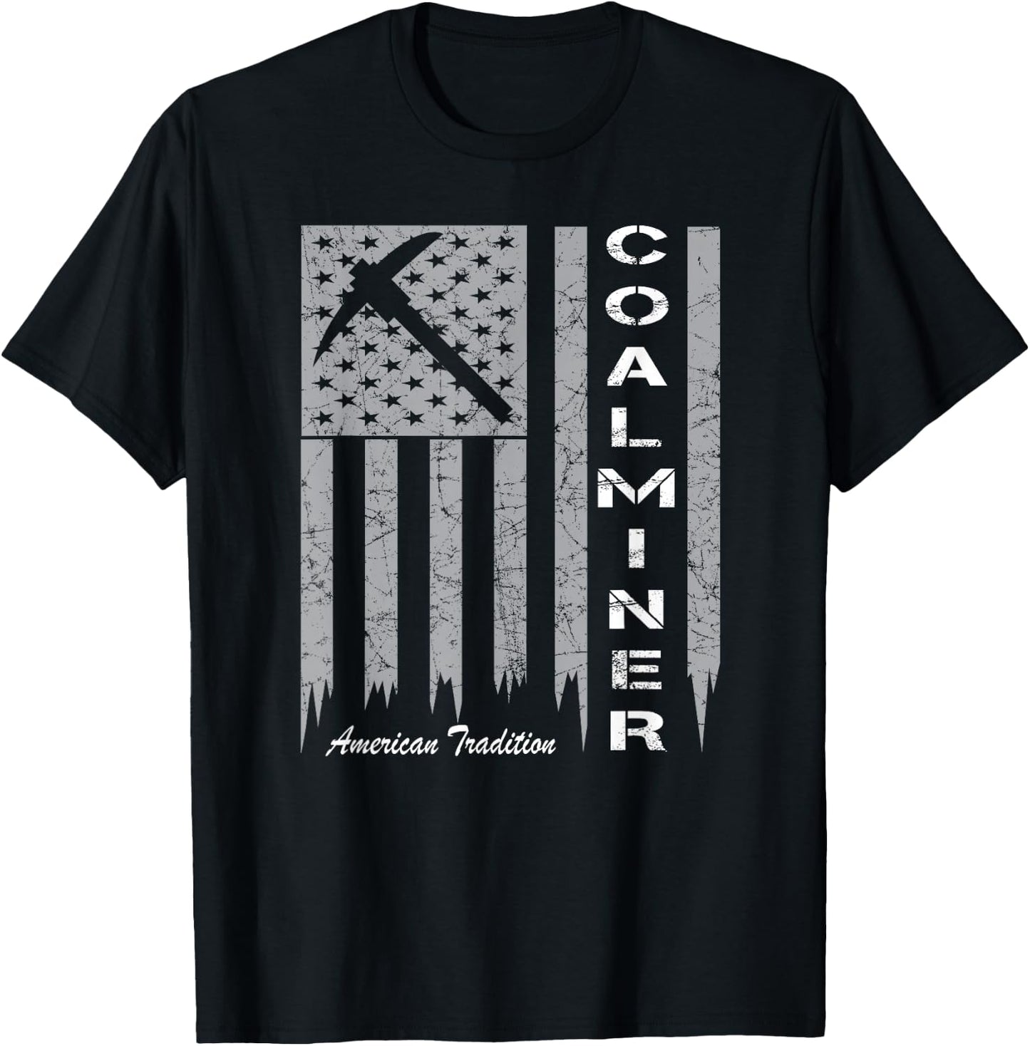Coal Miner Shirt with American Flag for Proud Coal Miners T-Shirt - T-Shirt | Black