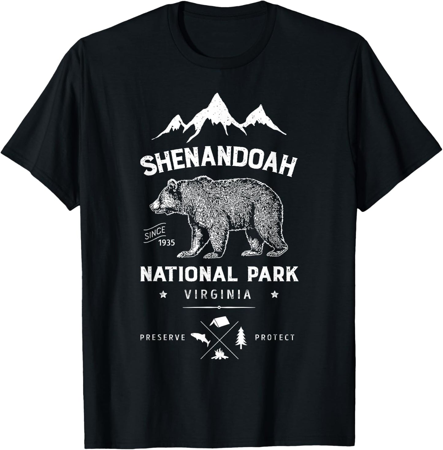 Shenandoah National Park T Shirt Bear Virginia Vintage Gifts T-Shirt - T-Shirt | Black