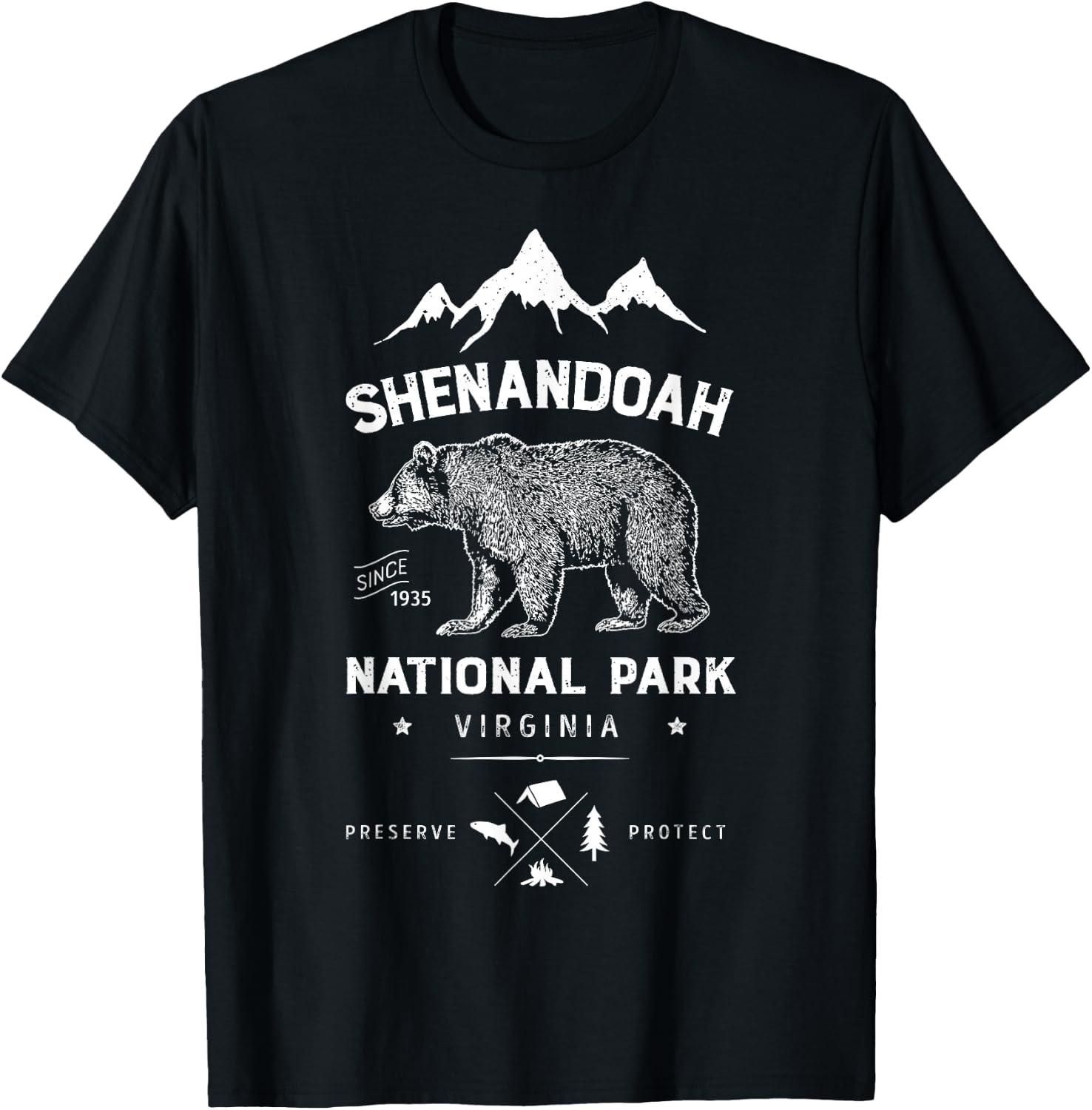 Shenandoah National Park T Shirt Bear Virginia Vintage Gifts T-Shirt - T-Shirt | Black