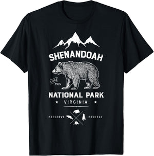 Shenandoah National Park T Shirt Bear Virginia Vintage Gifts T-Shirt - T-Shirt | Black